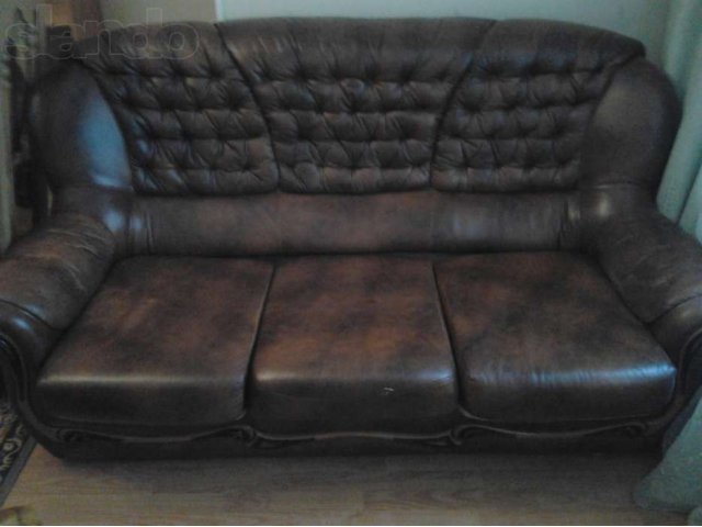 Кожаный диван с 2-мя креслами в городе Жуковский, фото 1, Мягкая мебель