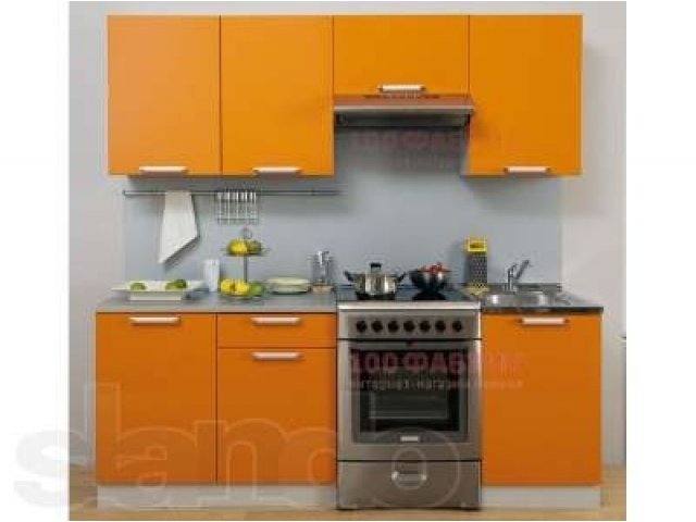 Кухня Эконом 2100мм металлик оранжевый в наличии в городе Москва, фото 1, Мебель для кухни и посуда