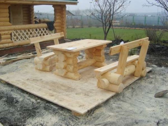 Столы, лавки из оцилиндрованного бревна в городе Сызрань, фото 1, Мебель на заказ