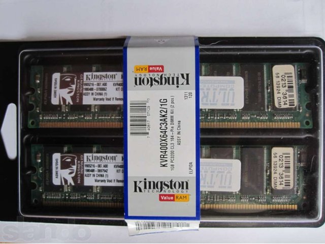 Оперативная память DDR400 1Gb (2x512Mb) Kingston в городе Сочи, фото 1, стоимость: 600 руб.
