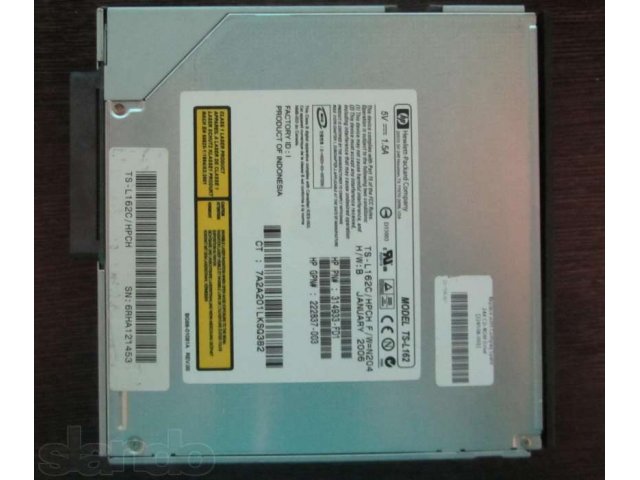 Внутренний DVD привод HP TS-L162 в городе Москва, фото 1, Оптические приводы (Blu-ray, CD, DVD)