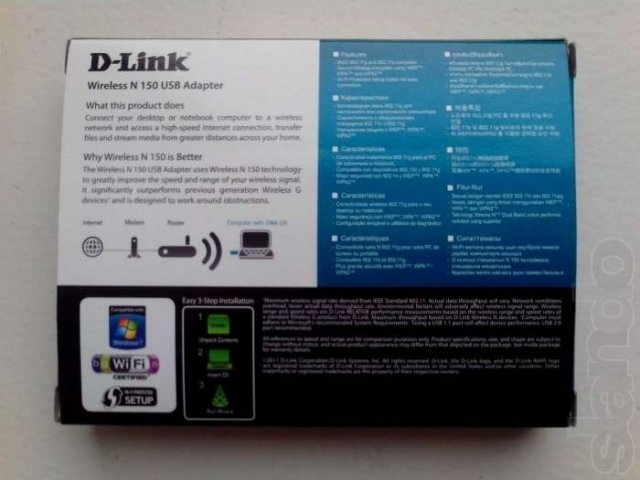 D-Link Wireless 150 USB Adapter (DWA-125) НОВЫЙ в городе Пермь, фото 2, Пермский край