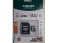 Карта памяти microSD Kingmax 4 gb 6 класс новая в упаковке в городе Москва, фото 1, Московская область