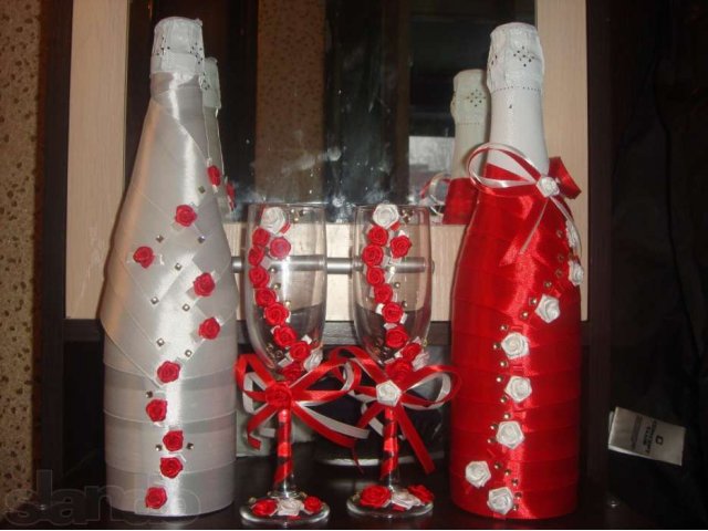 Украшение бокалов,бутылок на свадьбу!Не дорого в городе Кемерово, фото 1, Свадебные аксессуары