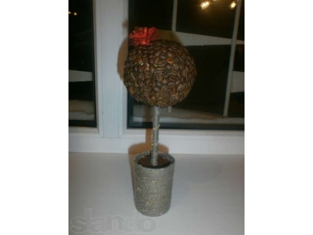 дерево из кофейных зерен с цветком выполенным в технике квиллинг в городе Оренбург, фото 1, Оренбургская область