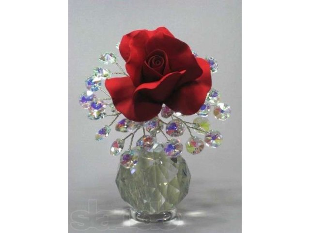 Хрустальные цветы Cristalica роза красная, 16см в городе Тверь, фото 1, стоимость: 2 200 руб.