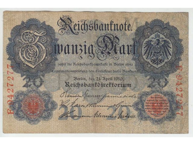 Германия. Империя 20 марок 1914 F в городе Чита, фото 1, Нумизматика