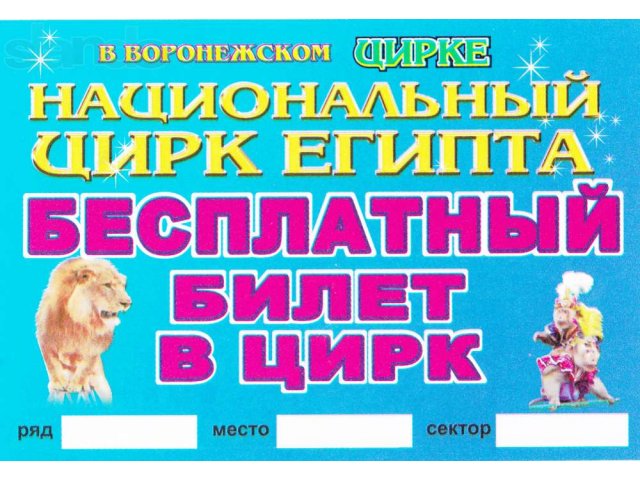 Бесплатный билет на цирк Египта в городе Воронеж, фото 1, Прочие билеты