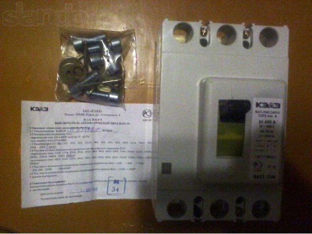 Автоматический выключатель ВА51-35М 400А в городе Уфа, фото 1, стоимость: 2 700 руб.
