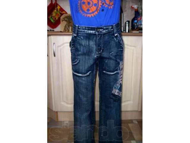 Джинсы на мальчика 9-12 лет, размер 34/140, длина 85см., б.у. в отличном состоянии, почти не носились - ребенок вырос. 500 руб. в городе Мурманск, фото 1, Одежда для мальчиков