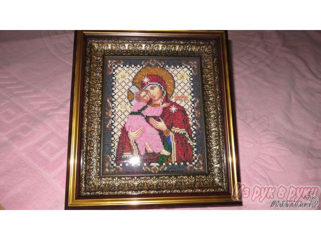 Икона Владимирской Божией Матери (вышивка бисером) в городе Москва, фото 2, стоимость: 8 000 руб.