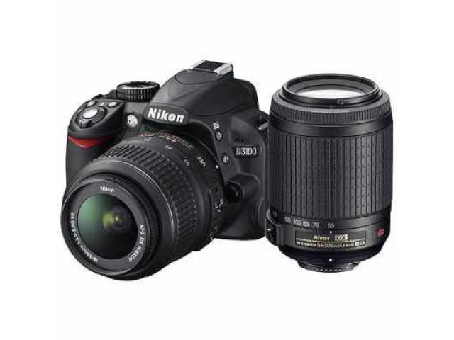 Зеркальный фотоаппарат Nikon D3100 Kit 18-55II/55-200VR Black в городе Екатеринбург, фото 1, стоимость: 21 310 руб.