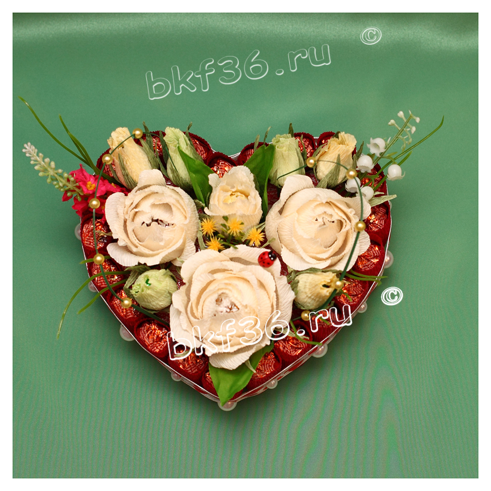 Сердце из конфет - авторская работа в городе Воронеж, фото 1, Букеты, декоративные цветы и вкусные подарки