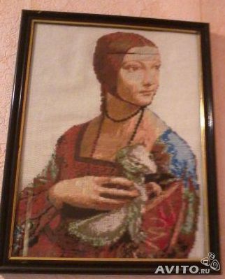 Картина ручной работы (вышивка крестиком) Дама с горностаем в городе Белгород, фото 1, Белгородская область