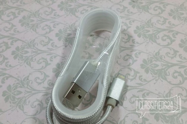 USB lightning для iPhone 6 текстильный белый в городе Санкт-Петербург, фото 2, Data-кабели