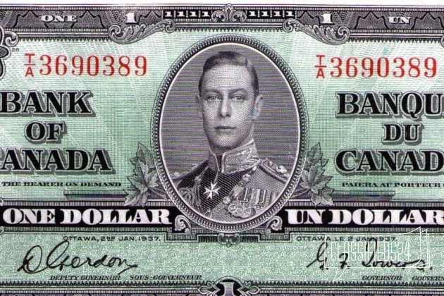 1 доллар 1937г Канада в городе Тихорецк, фото 1, стоимость: 1 800 руб.