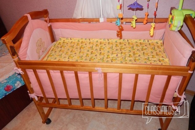 Продам кроватку с матрасом, балдахином, бортиками в городе Пенза, фото 3, Детская мебель