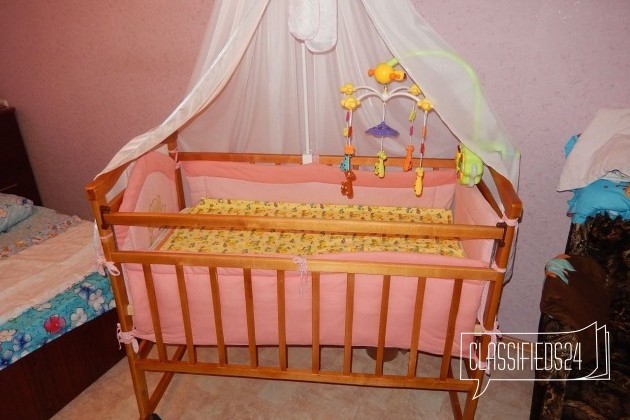Продам кроватку с матрасом, балдахином, бортиками в городе Пенза, фото 4, Пензенская область
