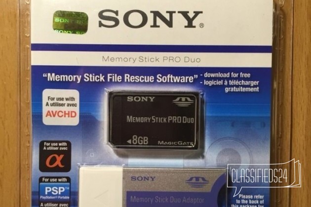 Sony Memory Stick PRO Duo (8 GB + Adaptor) в городе Санкт-Петербург, фото 1, стоимость: 1 000 руб.