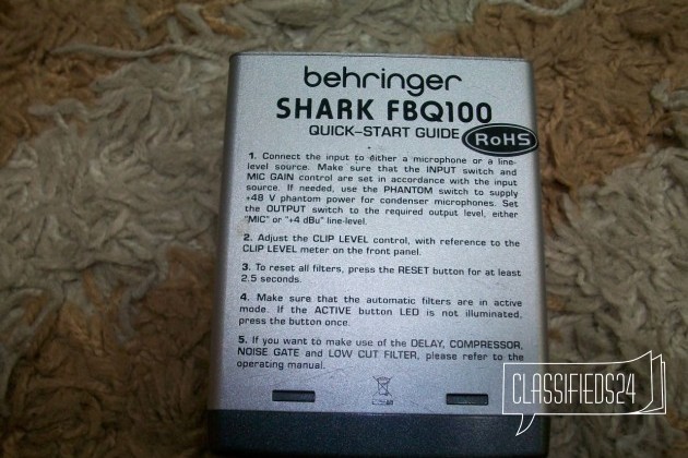 Подавитель обратной связи Behringer shark FBQ100 в городе Астрахань, фото 3, телефон продавца: +7 (927) 577-95-94