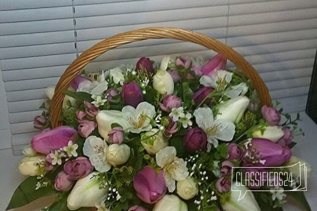 Корзина с тюльпанами, цветочные композиции, подарк в городе Шахты, фото 1, Ростовская область