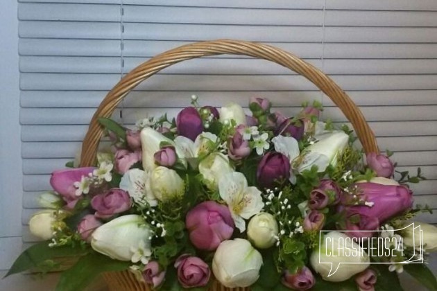 Корзина с тюльпанами, цветочные композиции, подарк в городе Шахты, фото 2, телефон продавца: +7 (918) 536-98-09