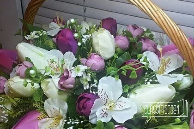 Корзина с тюльпанами, цветочные композиции, подарк в городе Шахты, фото 4, Элементы декора