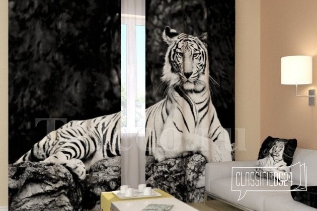Фотошторы Чёрно-белый тигр Блекаут в городе Хабаровск, фото 1, телефон продавца: +7 (924) 403-32-93