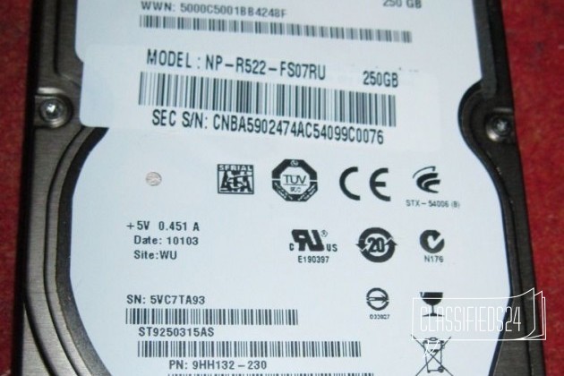 Жёсткий диск HDD не рабочий 250 Гб SATA 2.5 в городе Сыктывкар, фото 1, Жесткие диски (HDD и SSD)