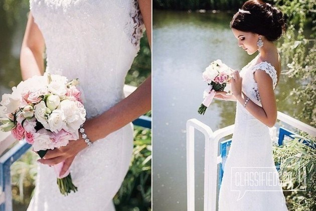 Кружевное свадебное платье с открытой спинкой в городе Волжский, фото 1, стоимость: 20 000 руб.