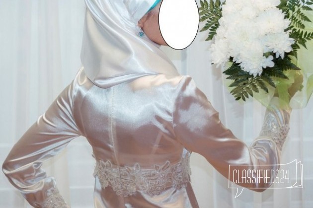 Мусульманское свадебное платье для никаха в городе Челябинск, фото 2, стоимость: 5 000 руб.