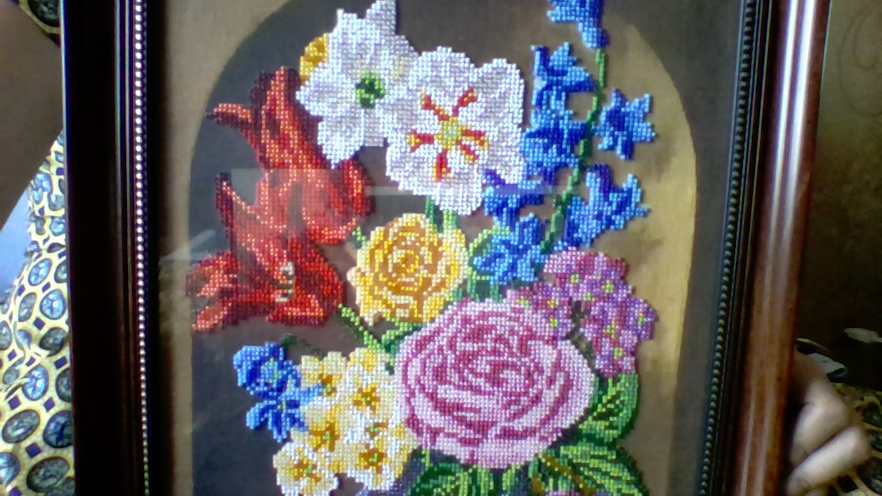 Картина из бисера Цветы в вазе в городе Иркутск, фото 1, телефон продавца: +7 (952) 623-36-87