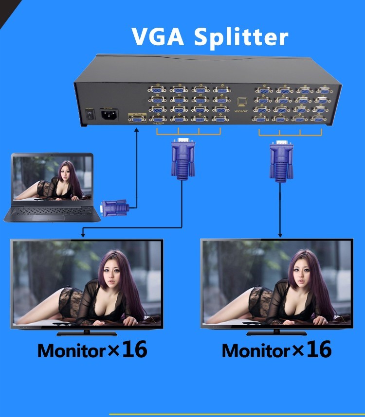 Разветвитель VGA на 32 монитора (1 вход - 32 выхода), активный, 450 МГц в городе Томск, фото 3, Томская область