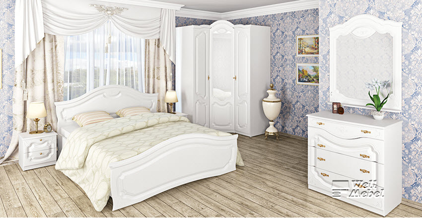 Белая спальня Орхидея Мебель-Неман в городе Москва, фото 1, Московская область