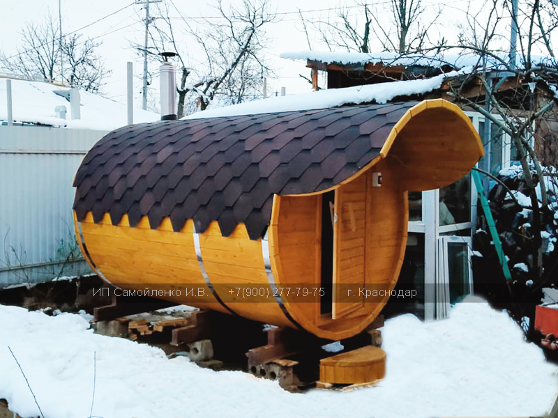 Баня-бочка 3 метра в городе Динская, фото 4, стоимость: 165 000 руб.