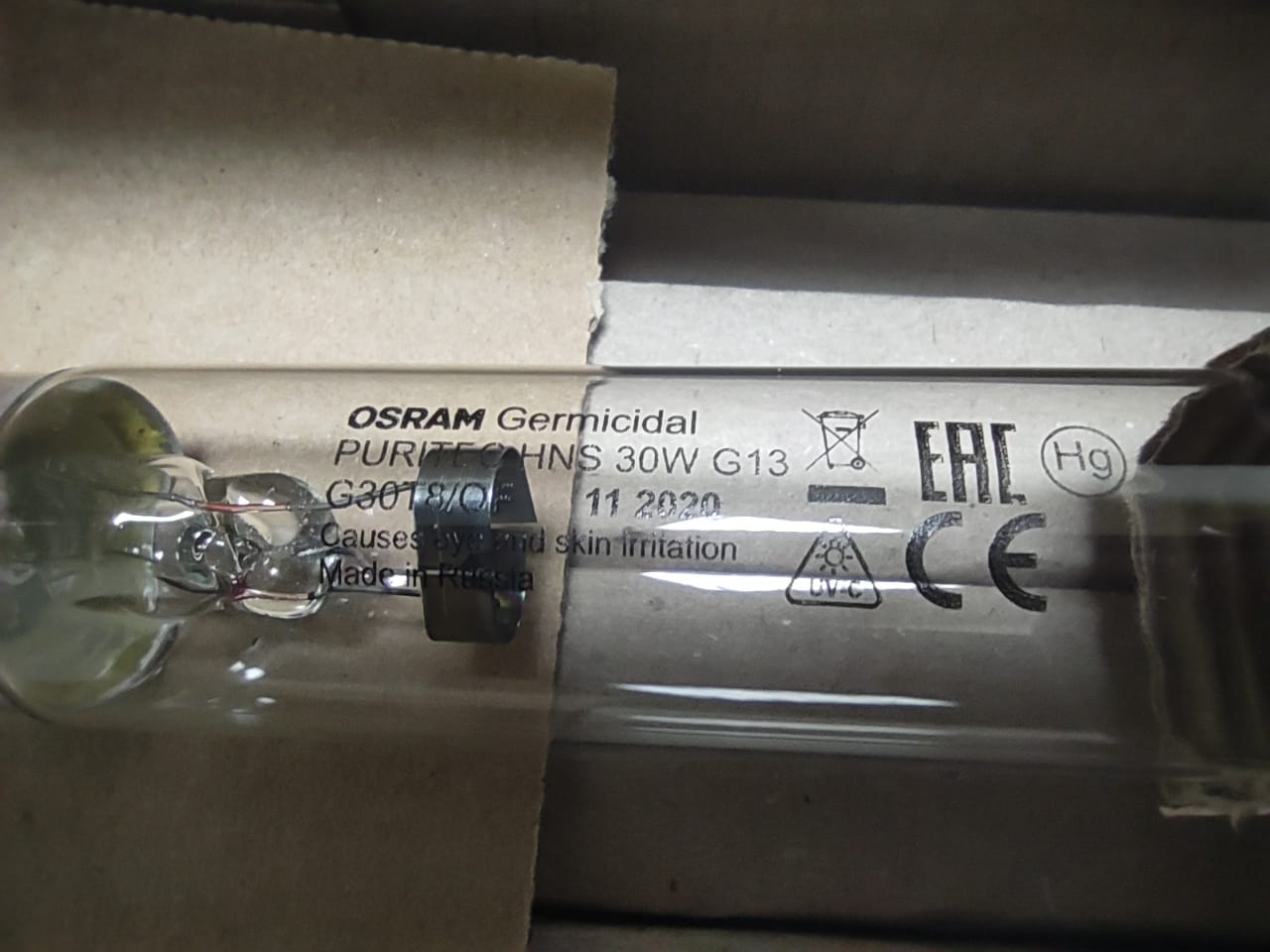Оригинальная лампа ультрафиолетового излучения (бактерицидная) HNS 30W G13 L895mm G300T8/OF OSRAM в городе Москва, фото 3, стоимость: 650 руб.