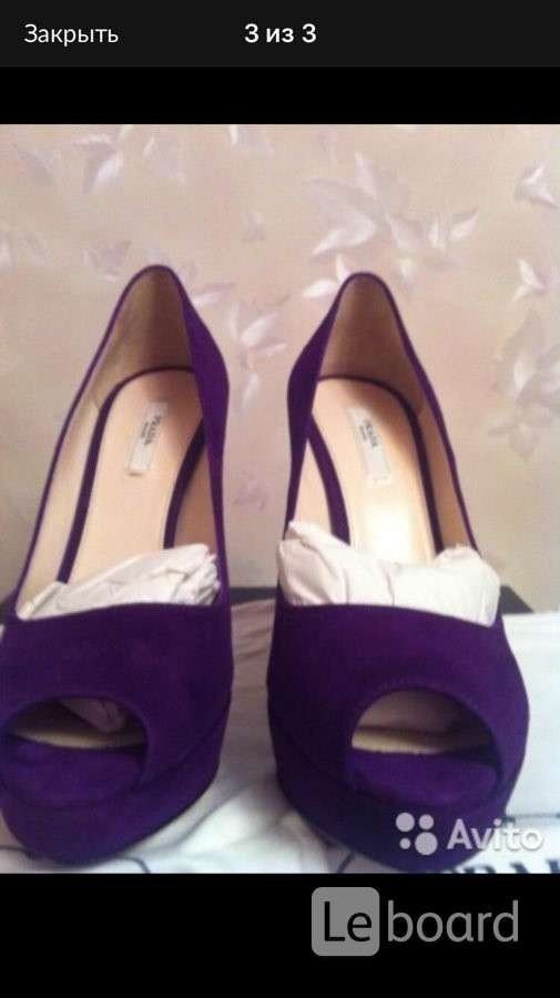 Туфли новые prada италия 39 размер замша сиреневые фиолетовые платформа 2 см каблук шпилька 11 см вн в городе Москва, фото 10, Женская обувь