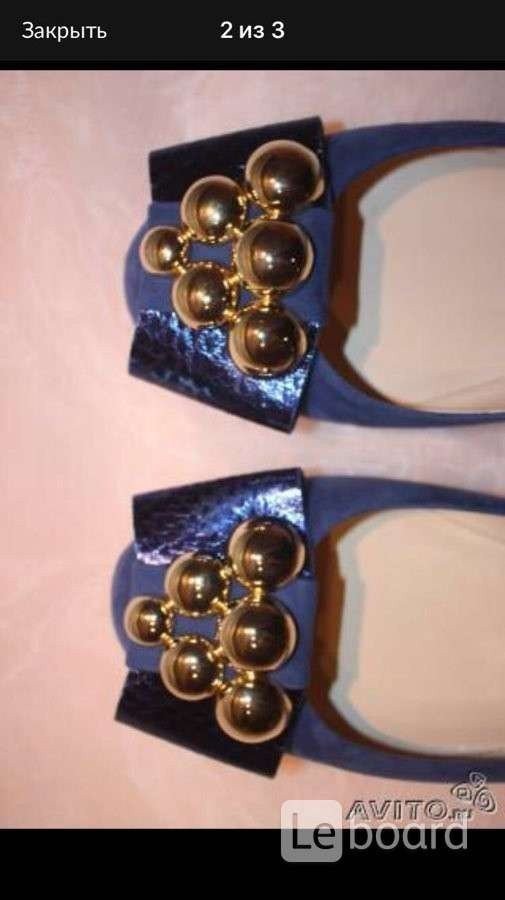 Балетки новые ballin италия 39 размер синие замша замшевые подошва кожа украшены брошка бант кожаная в городе Москва, фото 10, Женская обувь