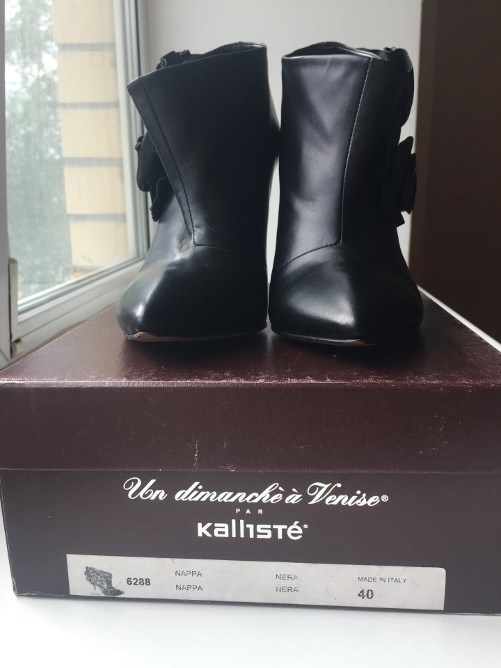 Ботильоны kalliste италия 39 размер черные кожа женские кожаные внутри осень весна демисезонные кабл в городе Москва, фото 6, Женская обувь