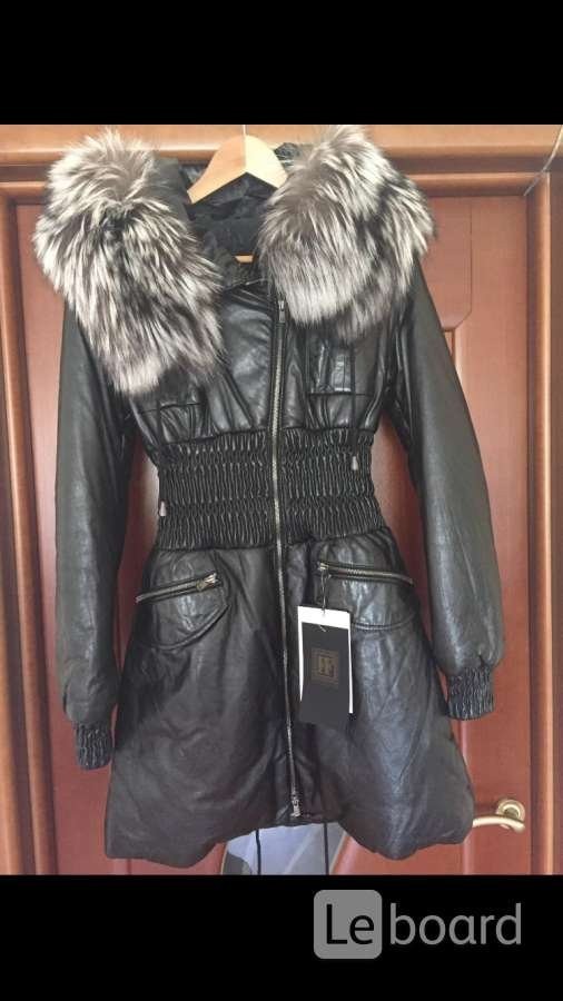 Пуховик куртка новая fashion furs италия 44 46 s m кожа черный мех чернобурка капюшон женский плащ п в городе Москва, фото 1, Московская область