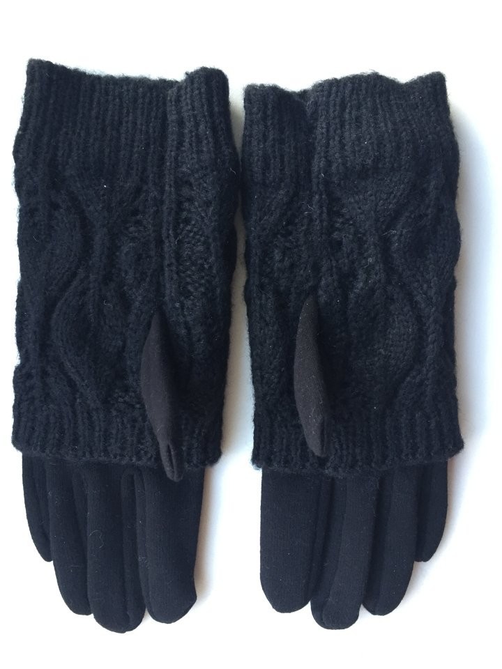 Перчатки новые 44 46 черные теплые верх съемный вязаные аксессуары начес митенки женские зимние в городе Москва, фото 3, Другие аксессуары