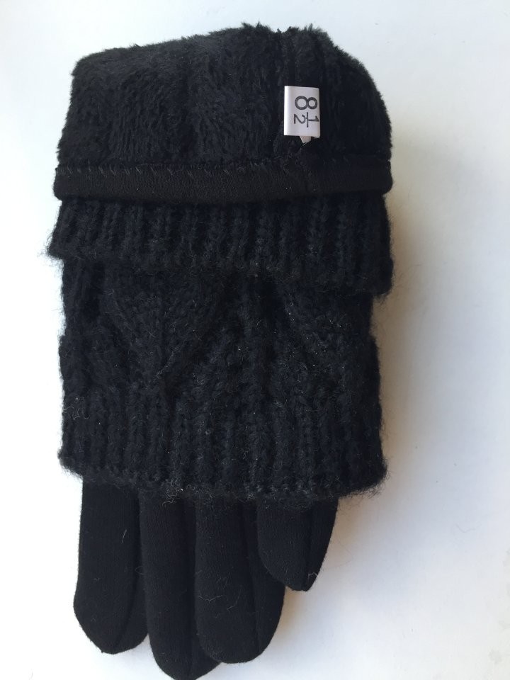 Перчатки новые 44 46 черные теплые верх съемный вязаные аксессуары начес митенки женские зимние в городе Москва, фото 7, Другие аксессуары