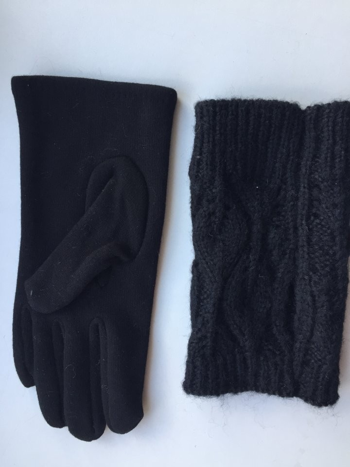 Перчатки новые 44 46 черные теплые верх съемный вязаные аксессуары начес митенки женские зимние в городе Москва, фото 4, Другие аксессуары