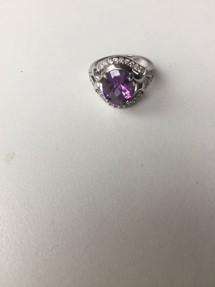 Кольцо новое серебро 19 размер камень аметист фиолетовый сиреневый камни сваровски swarovski кристал в городе Москва, фото 7, Кольца