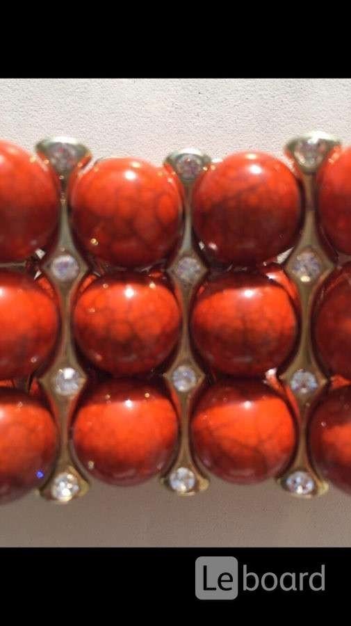 Браслет новый бижутерия оранжевый натуральный камни стразы сваровски swarovski кристаллы металл под в городе Москва, фото 3, Московская область